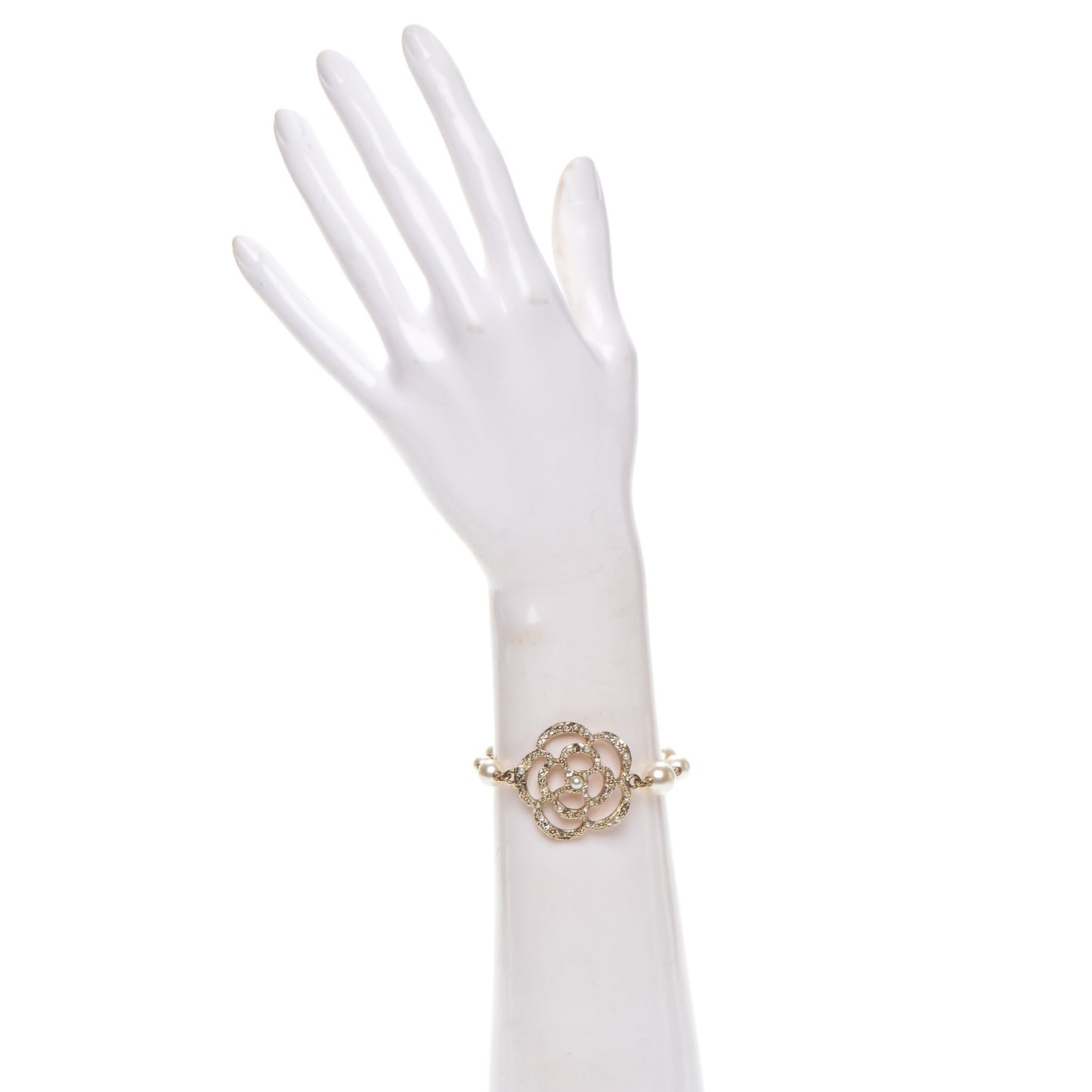 Swarovski Crystal Camellia Pearl CC Bracelet Gold