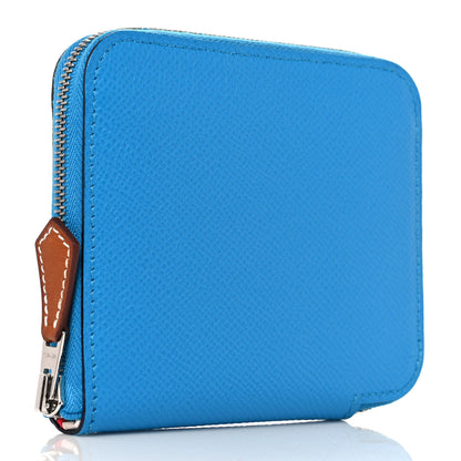 Hermes Epsom Silk'In Compact Wallet Bleu Frida 3 of 10