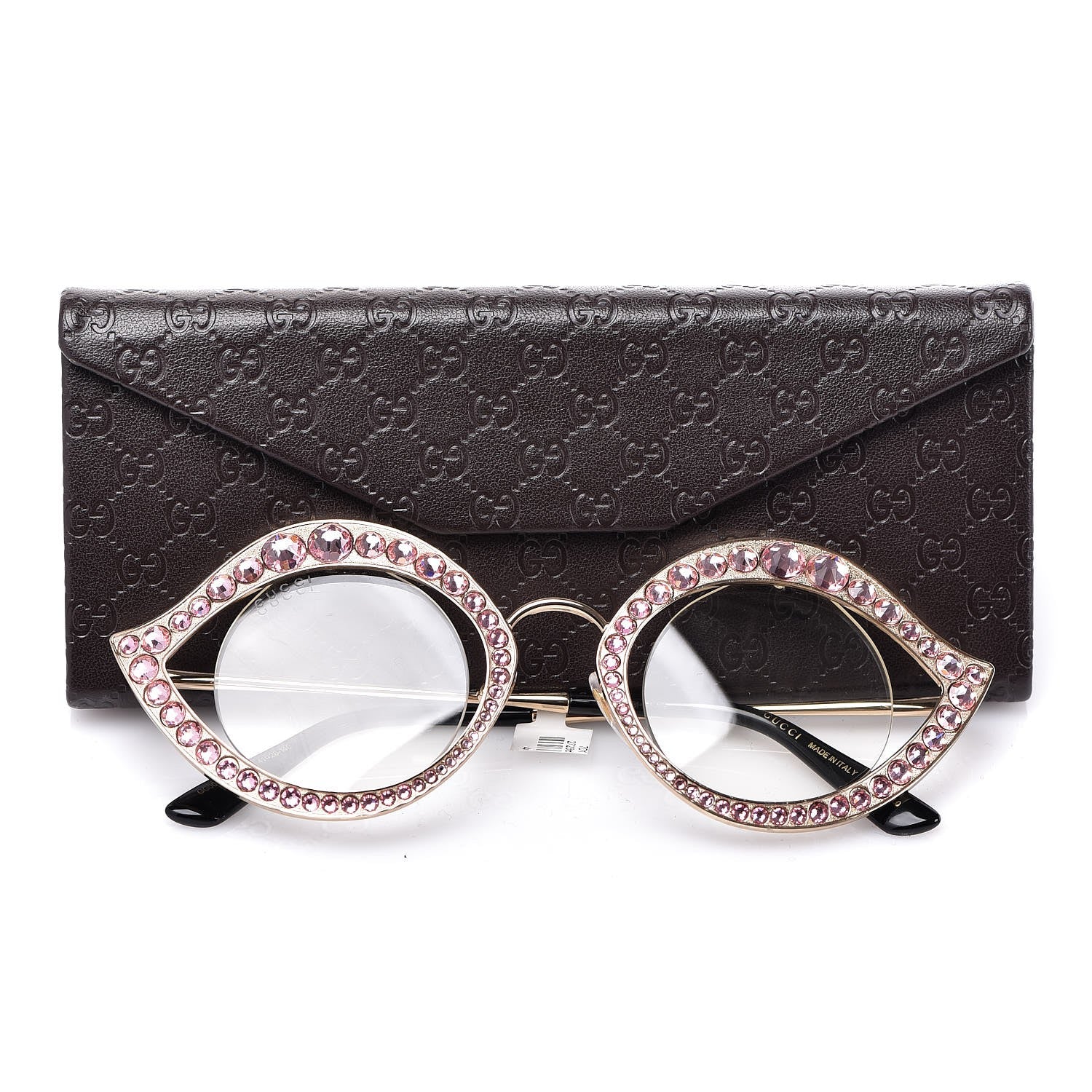 Gucci Metal Crystal Cat Eye Sunglasses GG0046S Light Pink 7 of 7