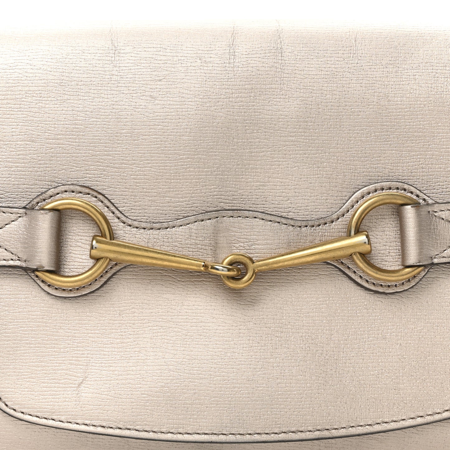 Textured Metallic Calfskin Bright Bit Flap Bag Silver