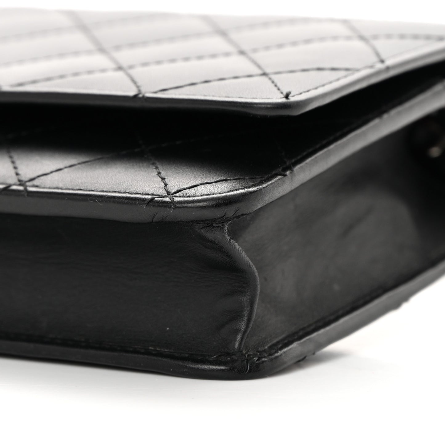 Calfskin Quilted Cambon Wallet On Chain WOC Black