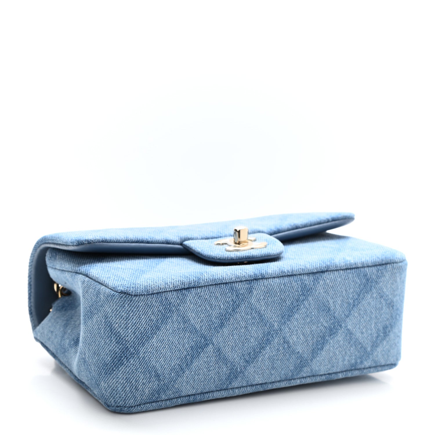 Chanel Denim Quilt Print Mini Rectangular Flap Light Blue 4 of 11