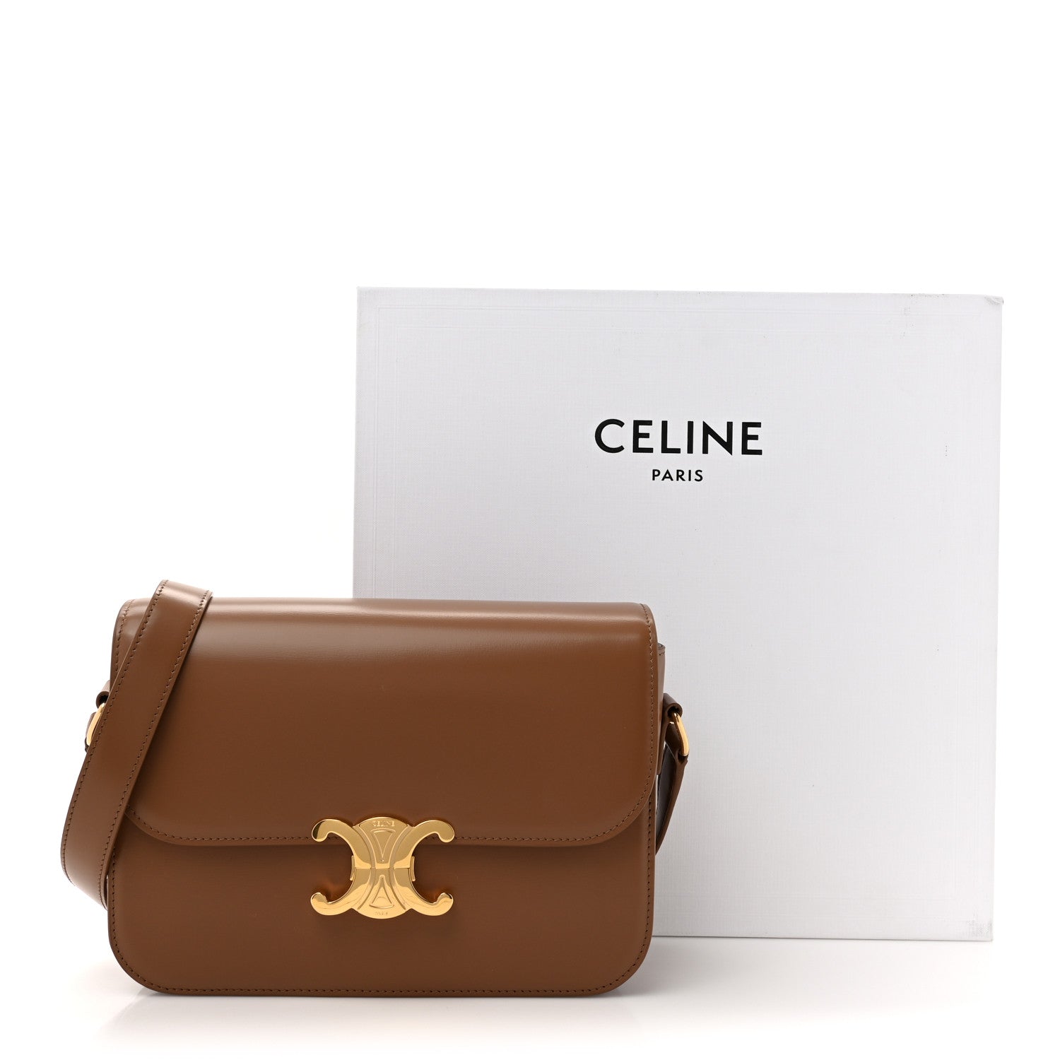 Celine Shiny Calfskin Medium Triomphe Bronze 12 of 12
