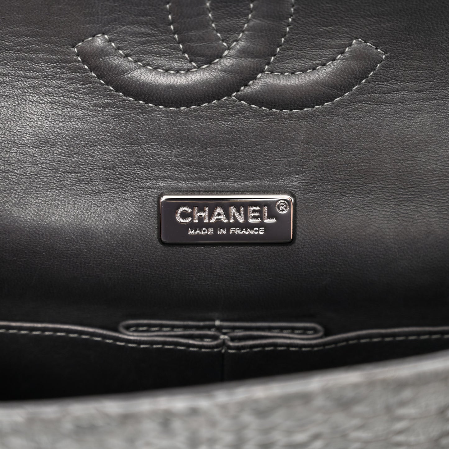 Snakeskin Medium Double Flap Grey