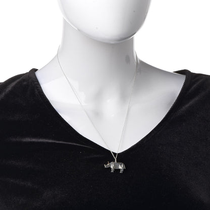 Tiffany Sterling Silver 18K Rose Gold Save the Wild Rhino Pendant Necklace 2 of 9