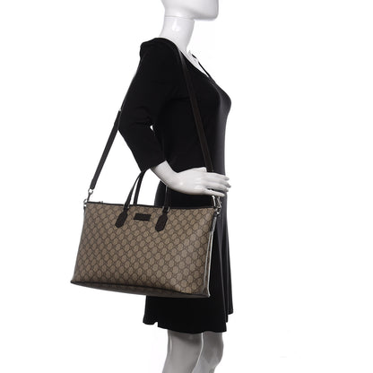 Gucci GG Supreme Monogram Medium Zippered Tote Dark Brown 2 of 10