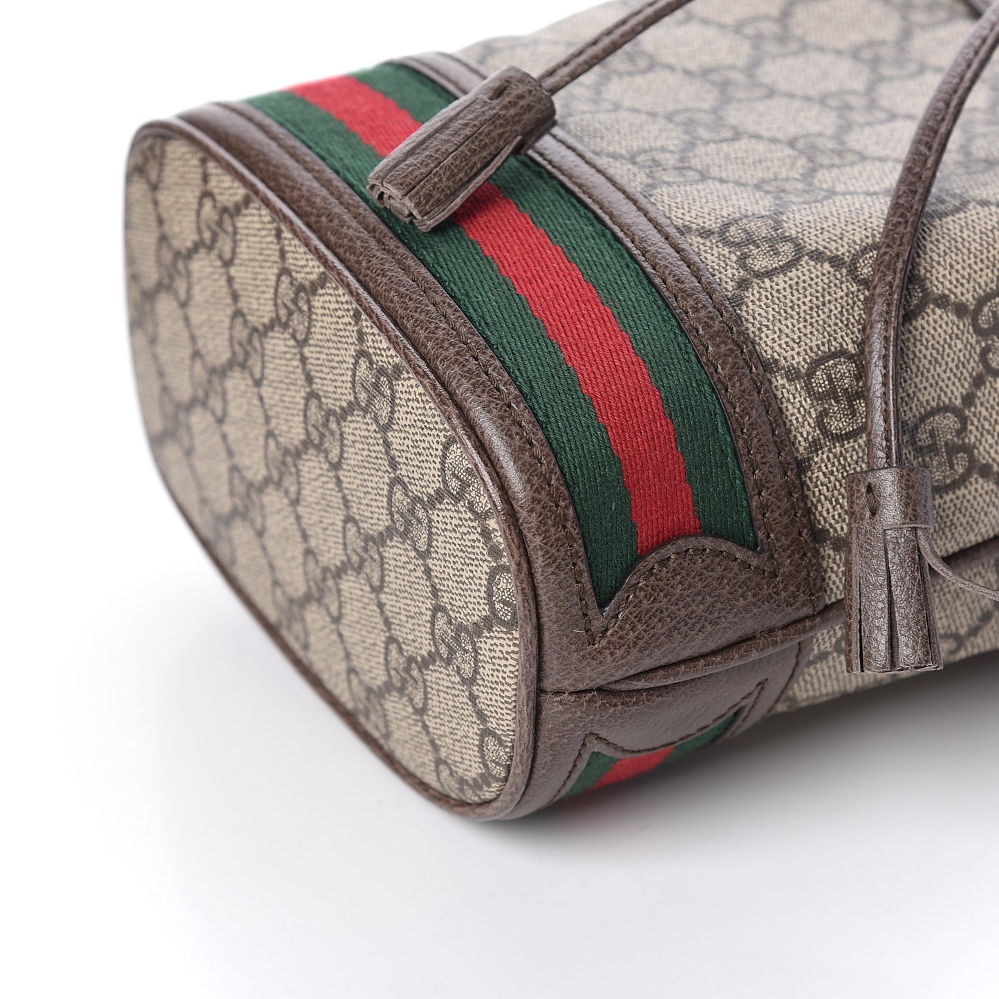 GG Supreme Monogram Web Mini Ophidia Bucket Bag Brown
