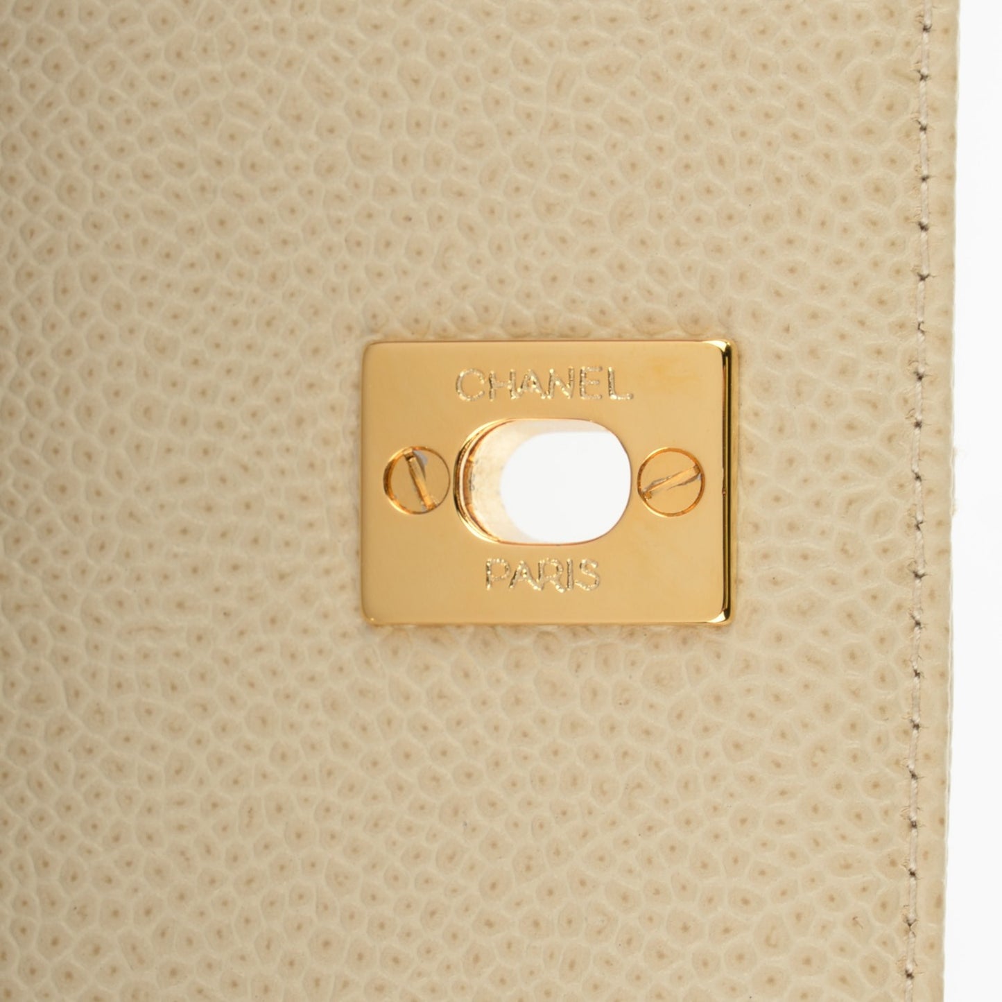 Caviar Quilted Camera Case Beige