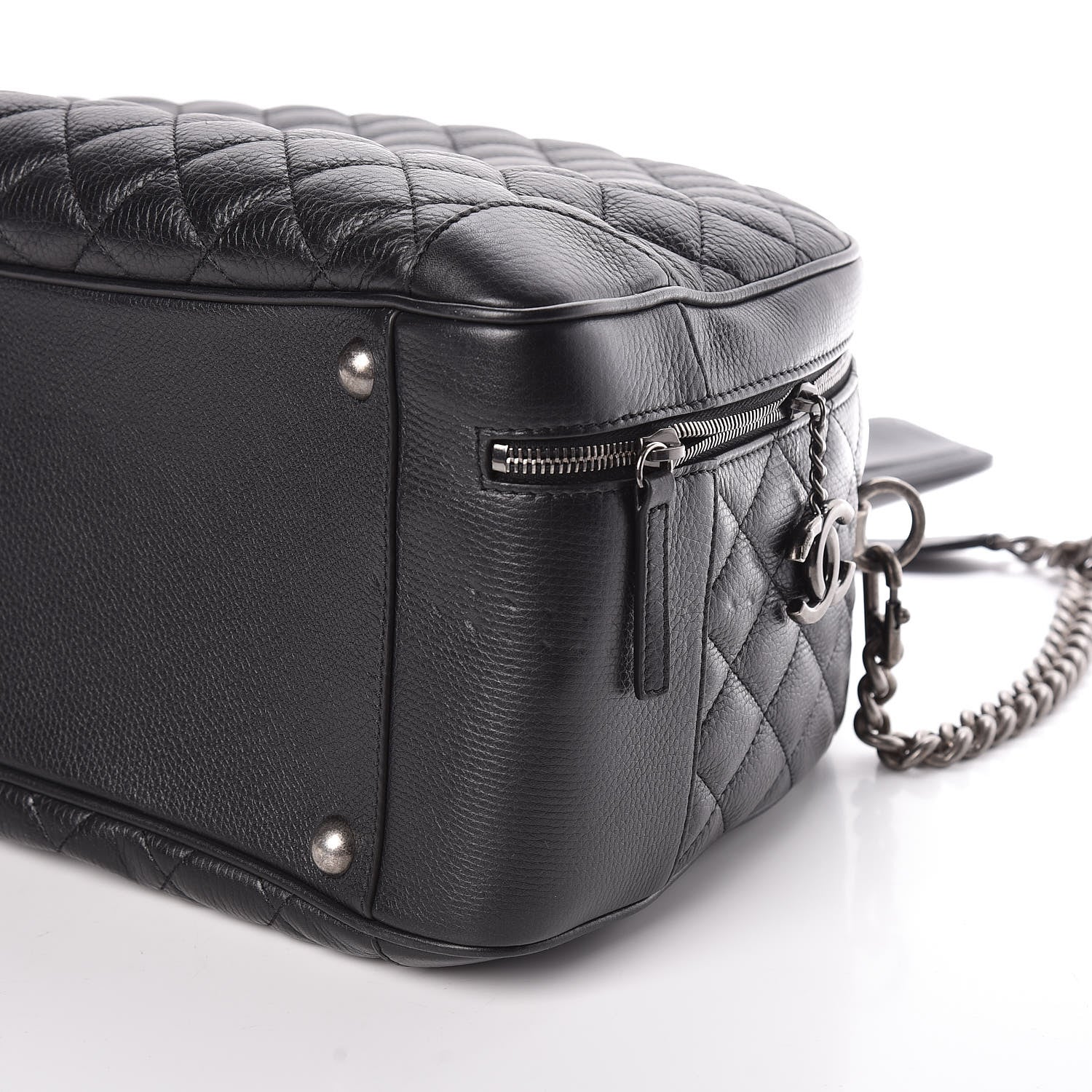 Chanel Calfskin Quilted Large Airlines Round Trip Bowling Bag Black 6 of 11