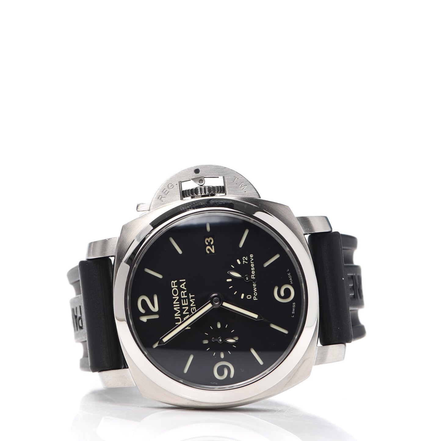 Stainless Steel Rubber 44mm Luminor 1950 3 Day GMT Power Reserve Automatic Watch Black PAM00347