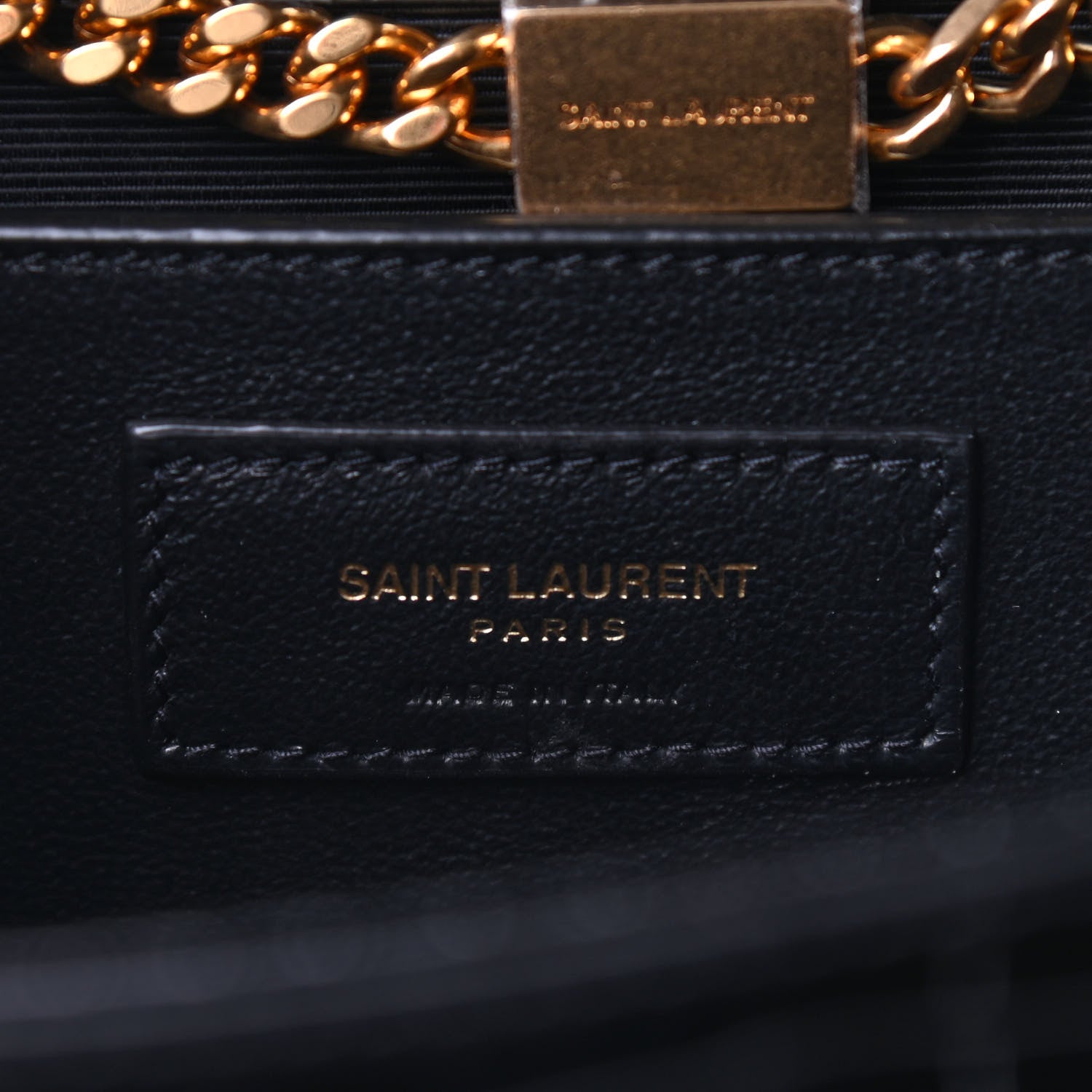 Saint Laurent Calfskin Crocodile Embossed Medium Classic Monogram Kate Tassel Satchel Black 5 of 7