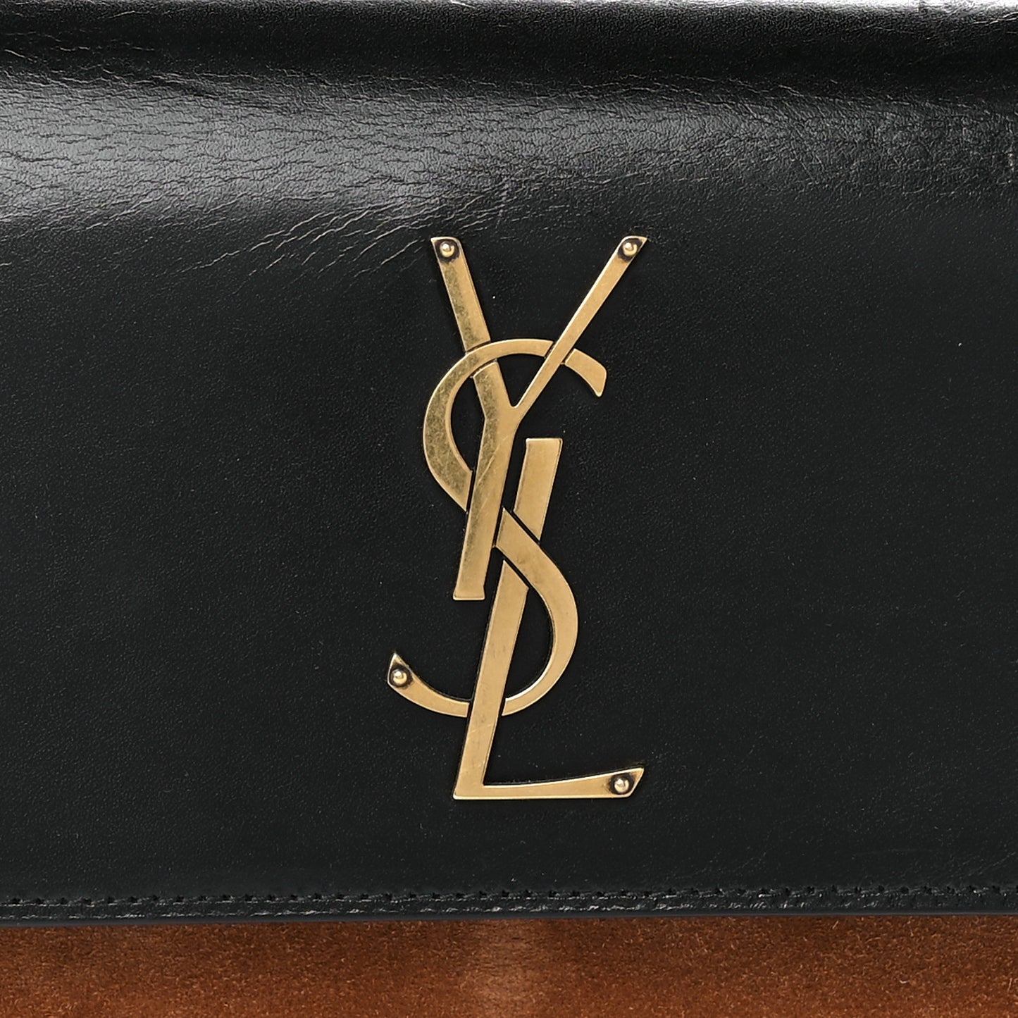 Calfskin Suede Medium Monogram Sunset Satchel Black Cinnamon