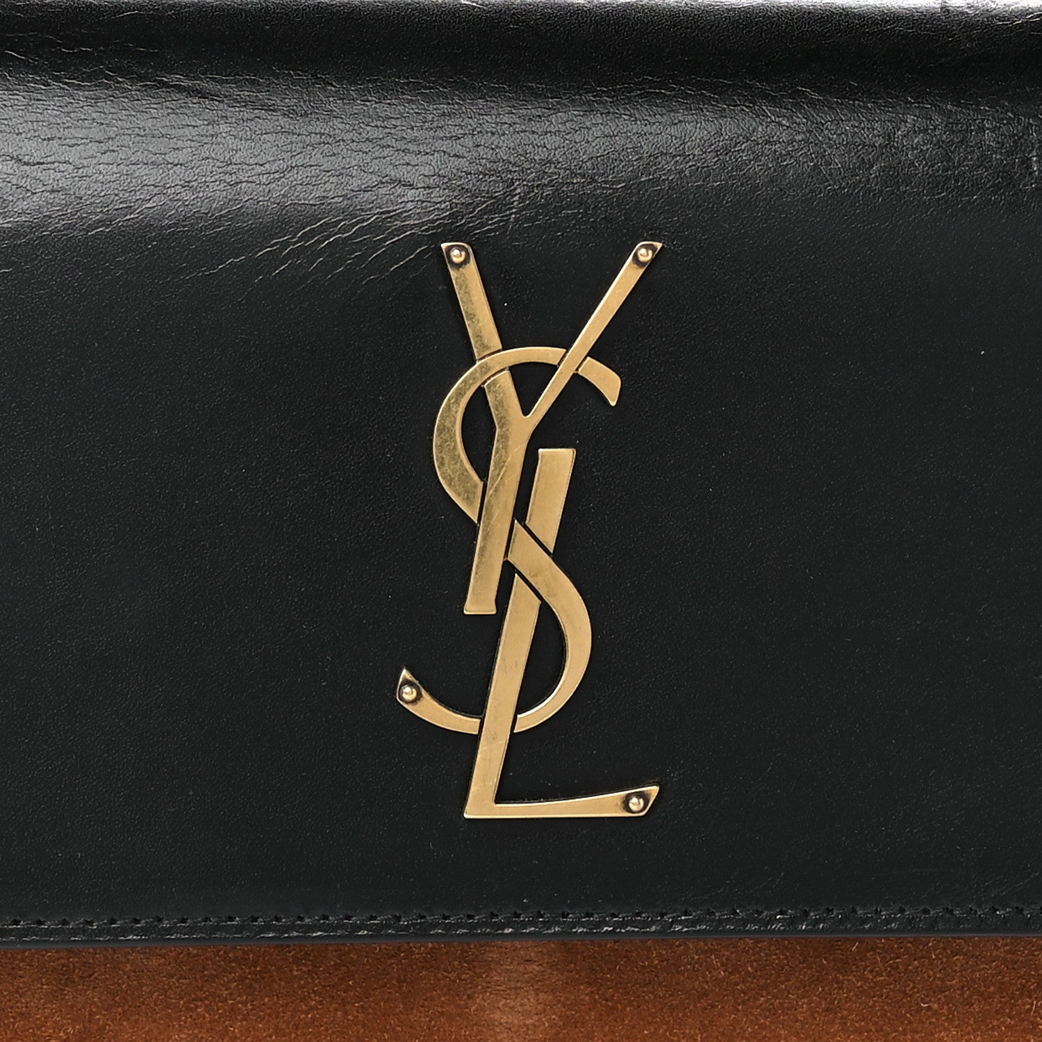 Saint Laurent Calfskin Suede Medium Monogram Sunset Satchel Black Cinnamon 8 of 12