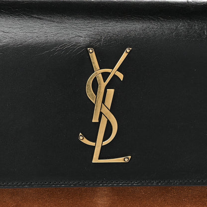 Saint Laurent Calfskin Suede Medium Monogram Sunset Satchel Black Cinnamon 8 of 12
