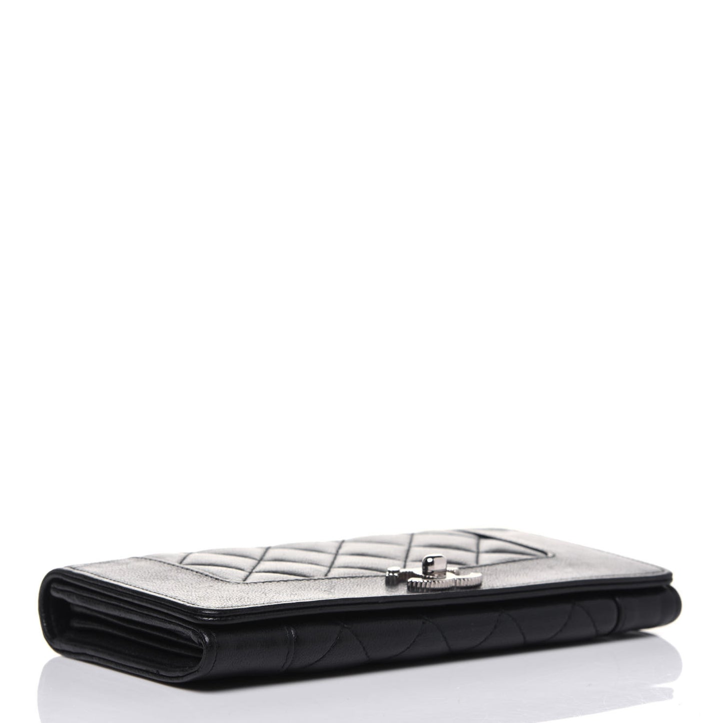 Sheepskin Quilted Mademoiselle Vintage Flap Wallet Black