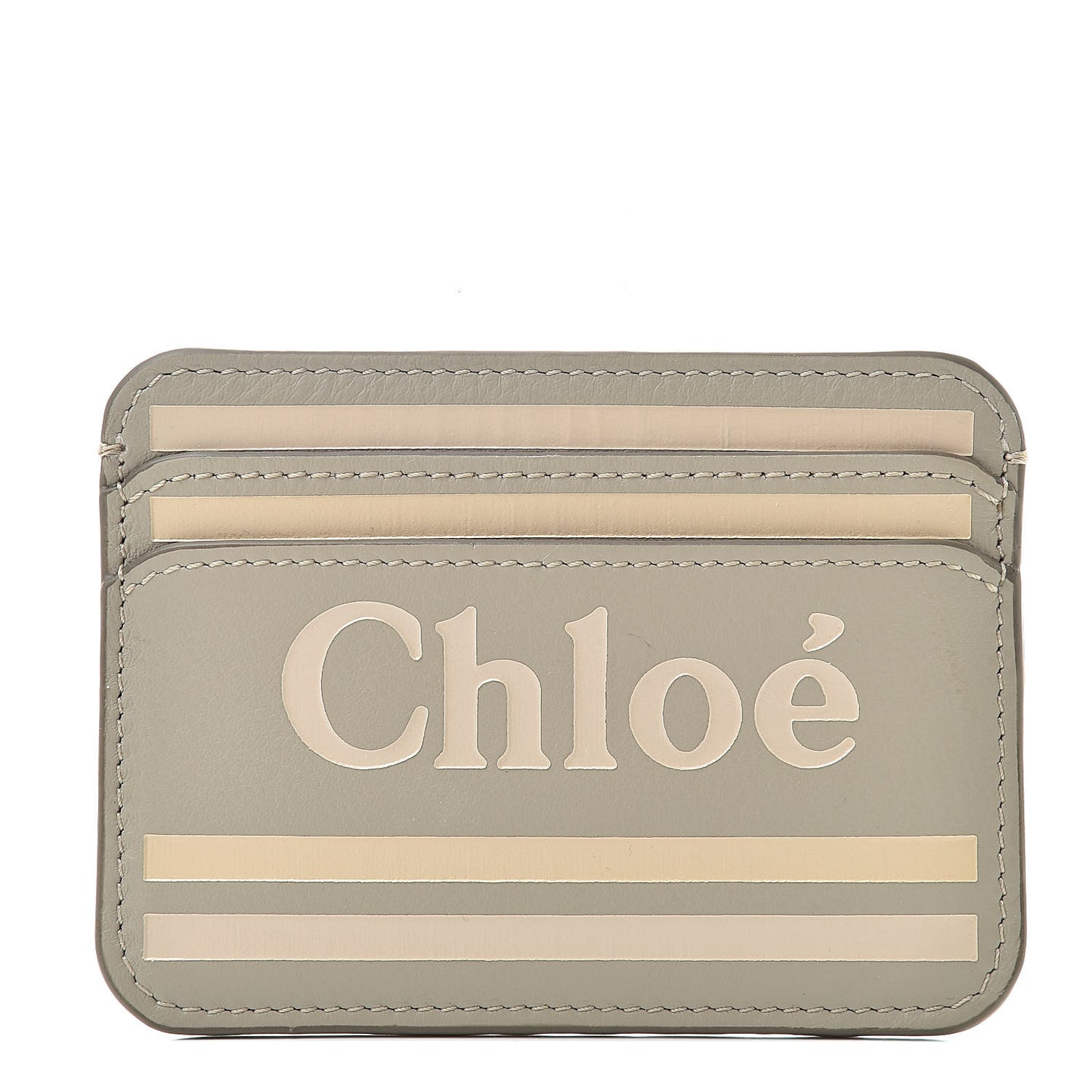 Smooth Calfskin Logo Vick Card Holder Pastel Grey