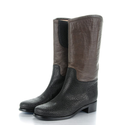 Chanel Lambskin Calfskin High Boots 41 Dark Brown Black 3 of 9