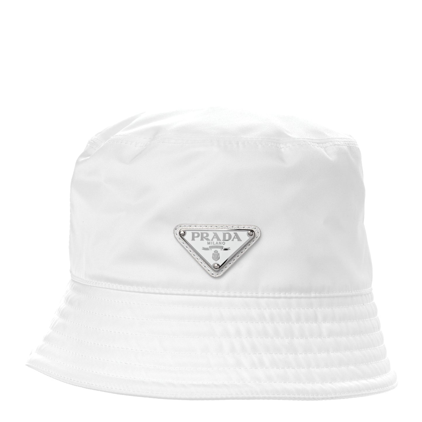 Re-Nylon Metal Triangle Logo Mens Bucket Hat XL White