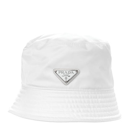 Prada Re-Nylon Metal Triangle Logo Mens Bucket Hat XL White 1 of 8
