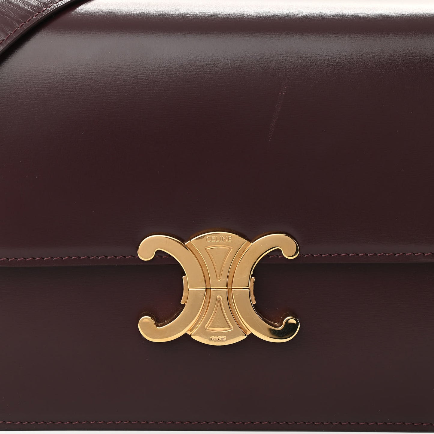 Shiny Calfskin Medium Triomphe Burgundy