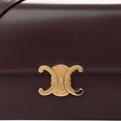 Celine Shiny Calfskin Medium Triomphe Burgundy 8 of 11