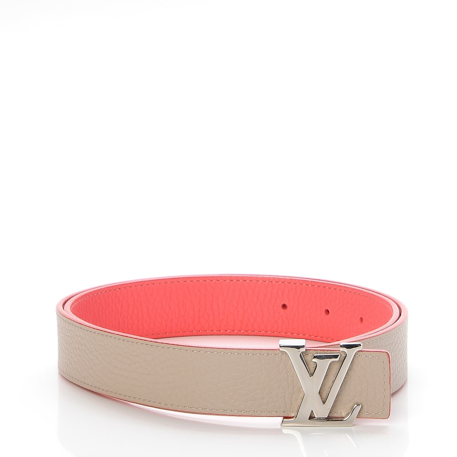 Louis Vuitton Taurillon Calfskin 30mm LV Initiales Belt 90 36 Galet Corail 6 of 6