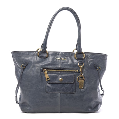 Prada Vitello Shine Tote Denim 1 of 21