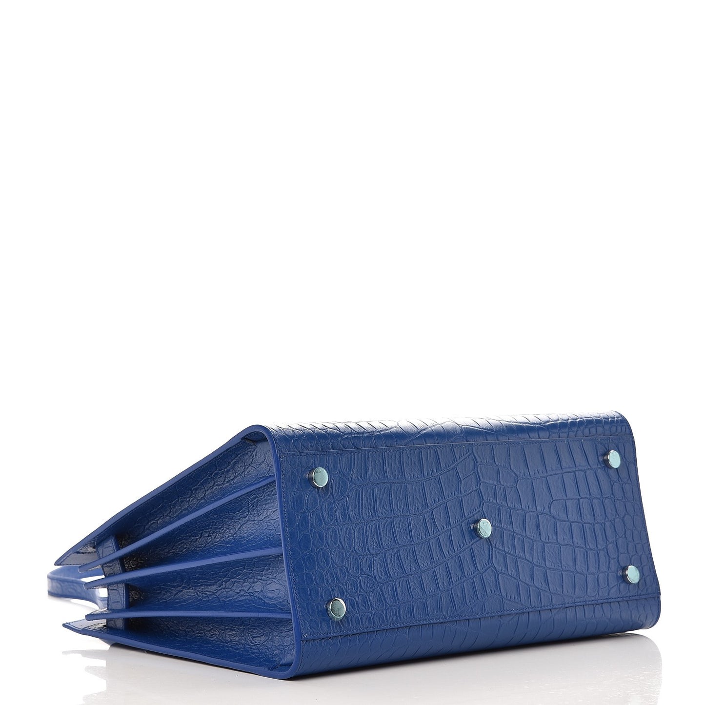Calfskin Crocodile Embossed Small Sac De Jour Royal Blue