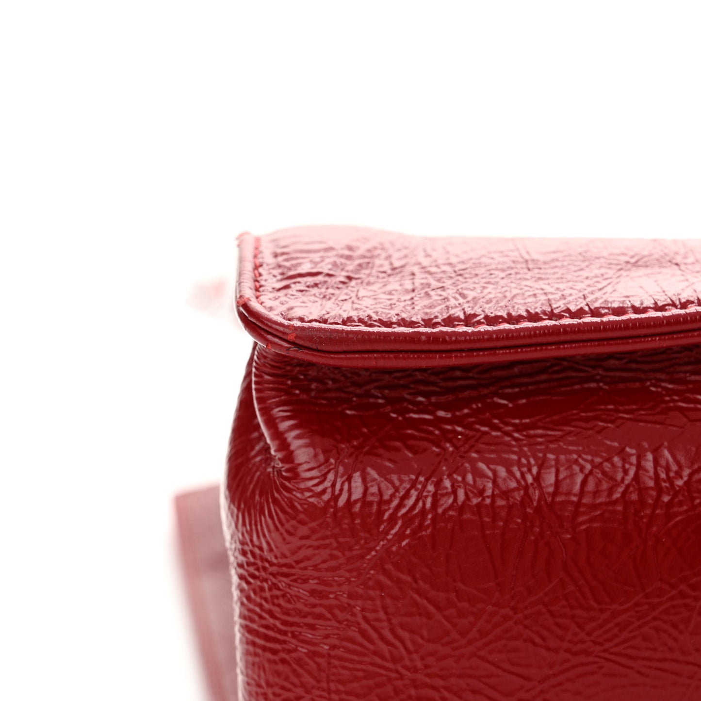 Shiny Aged Calfskin Shopping Bag Red