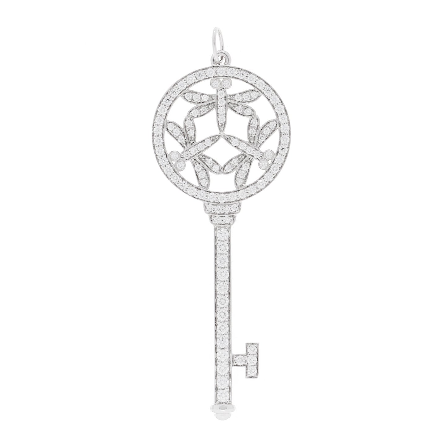 Platinum Diamond Large Dragonfly Key Pendant
