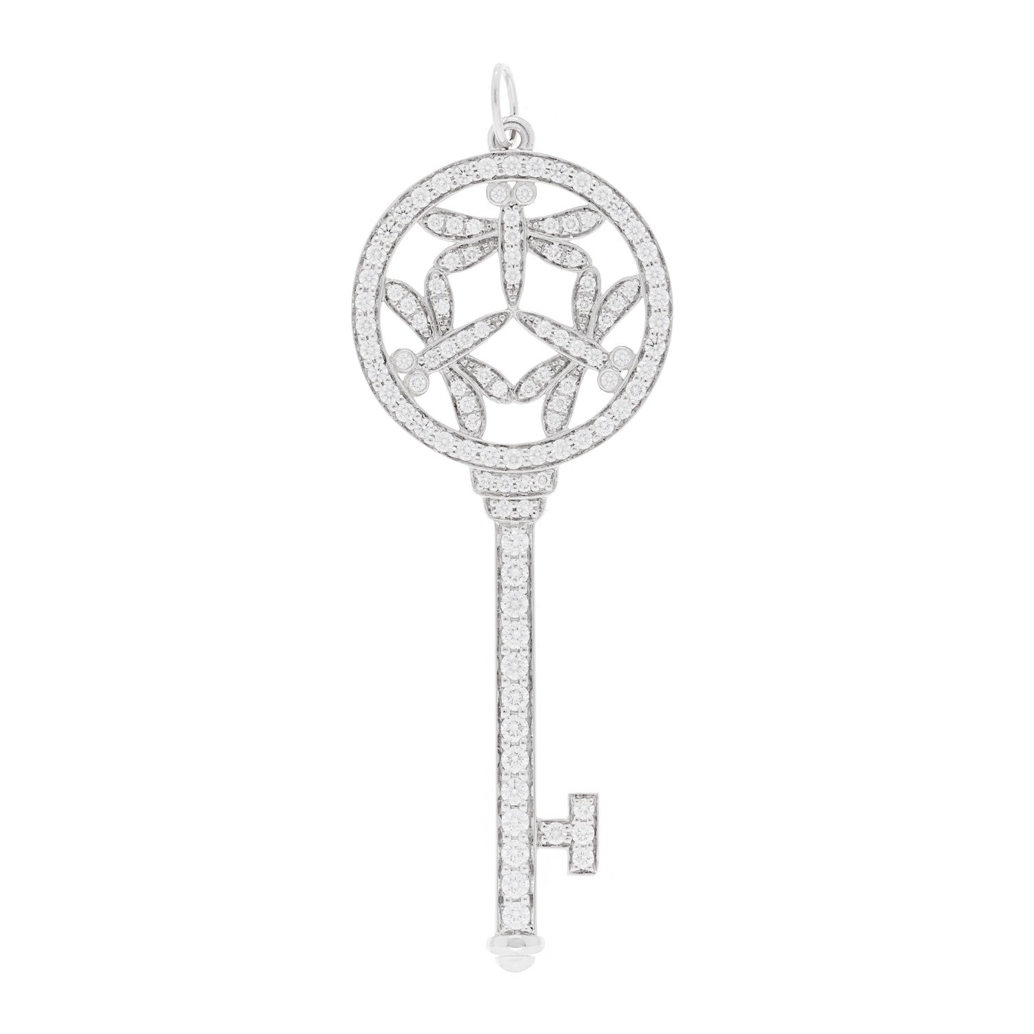 Tiffany Platinum Diamond Large Dragonfly Key Pendant 1 of 3
