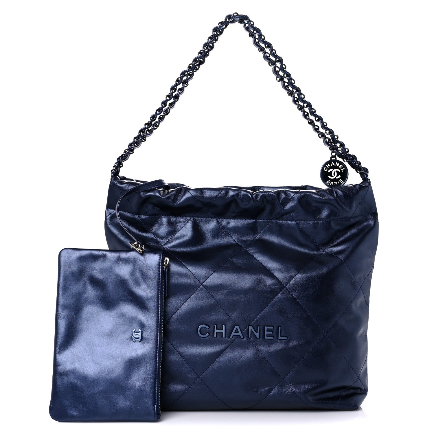 Chanel Metallic Calfskin Quilted Small Chanel 22 Navy Blue 1 of 11