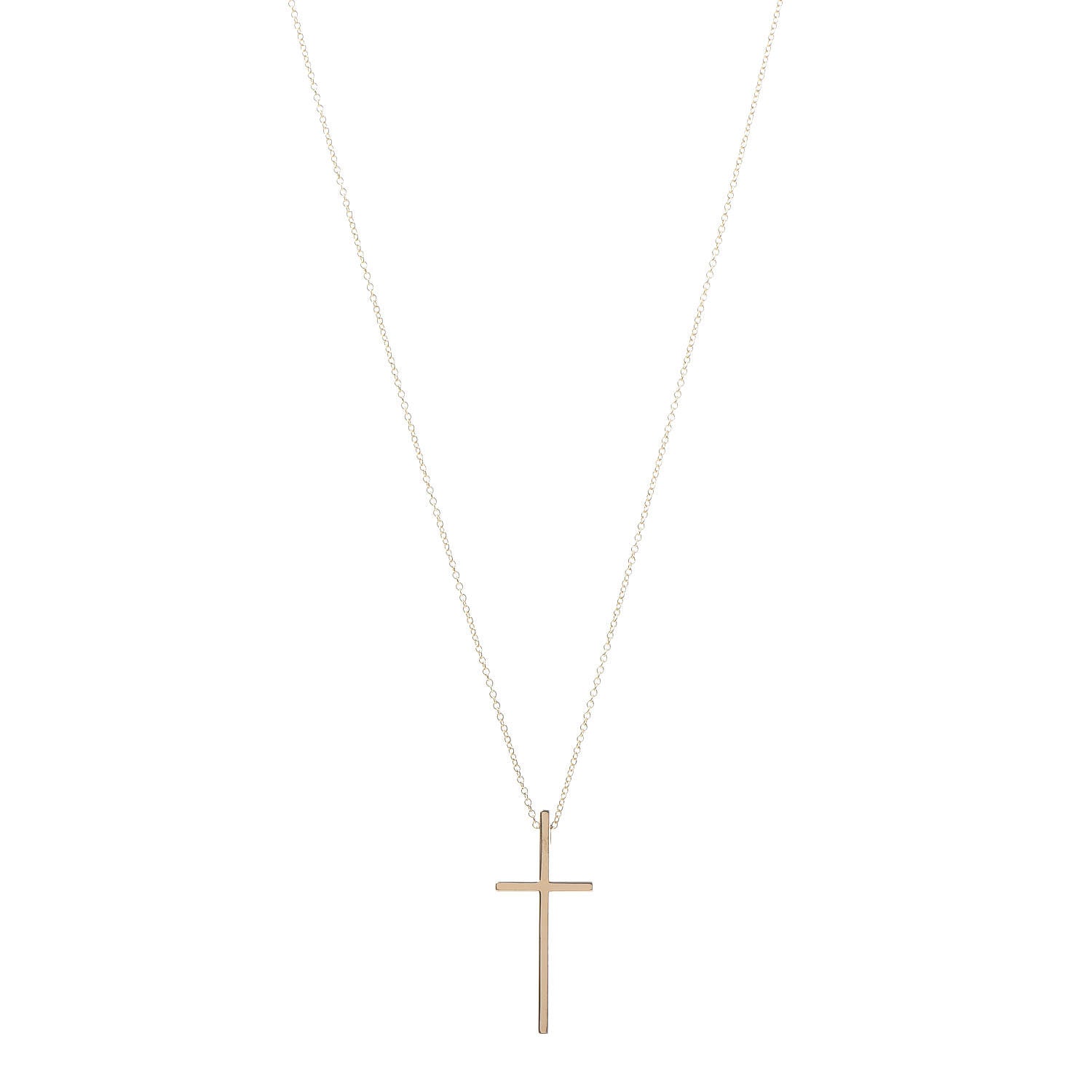 Tiffany 18K Yellow Gold Metro Cross Pendant Necklace 1 of 6