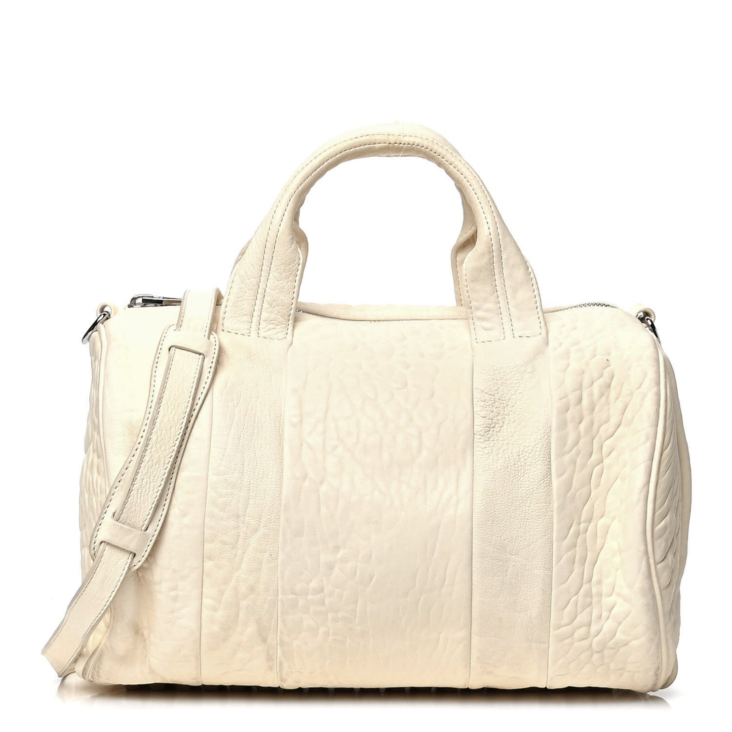 Pebbled Lambskin Rocco Bone Silver Hardware