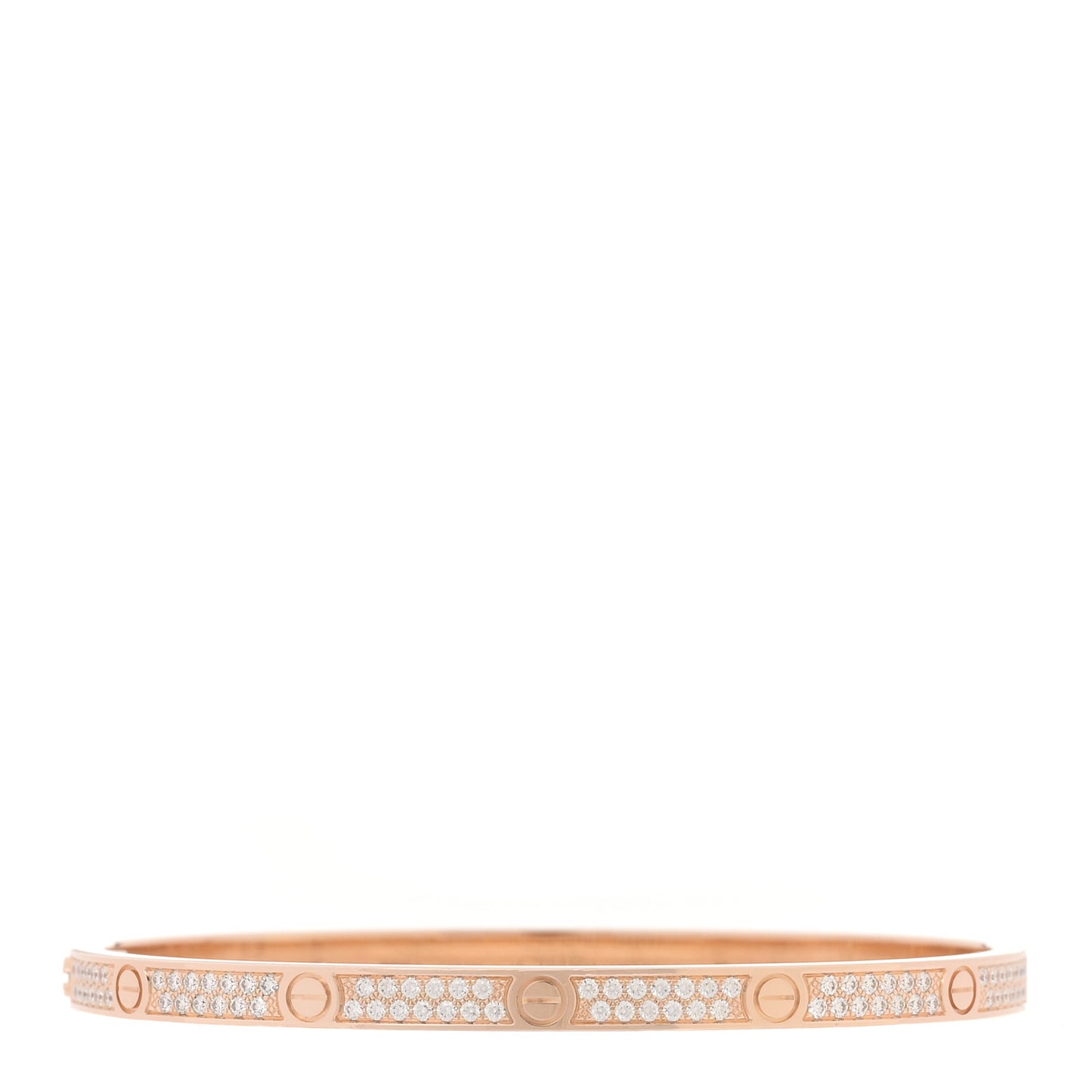 18K Pink Gold Diamond Small LOVE Paved Bracelet 16
