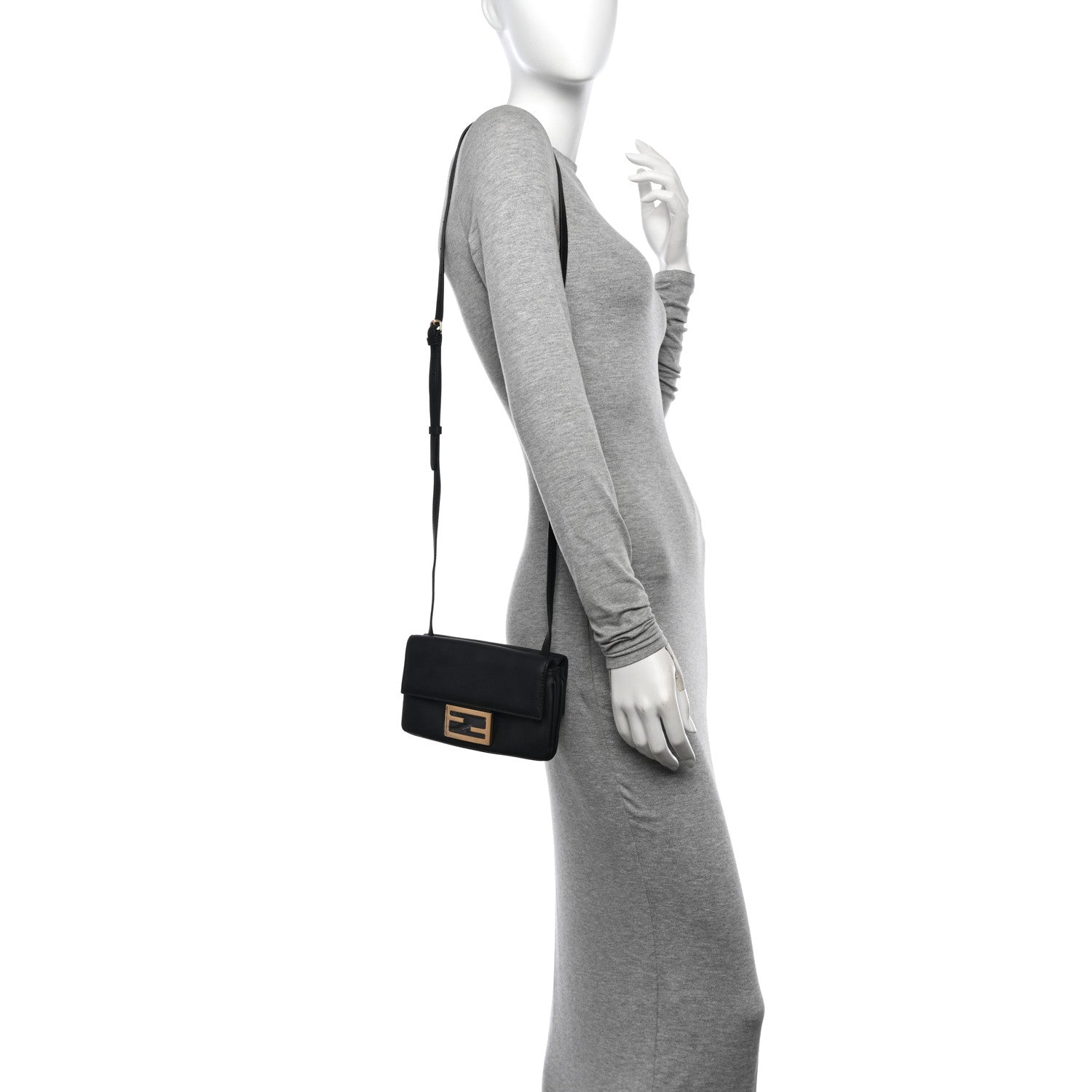 Fendi Vitello Grace Matte Duo Baguette Black 2 of 12