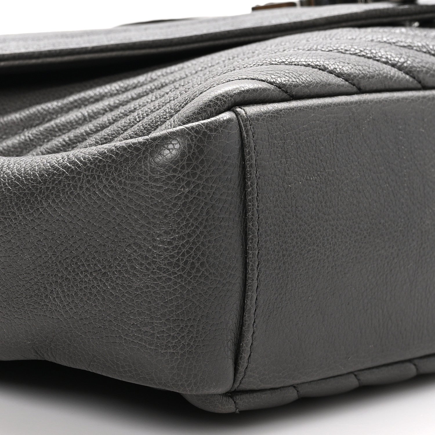 Saint Laurent Sheepskin Matelasse Chevron Monogram Large College Satchel Dark Anthracite 8 of 13