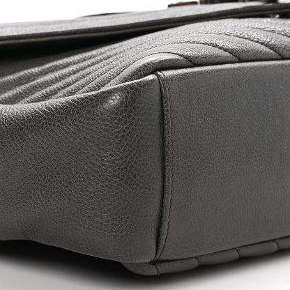 Saint Laurent Sheepskin Matelasse Chevron Monogram Large College Satchel Dark Anthracite 8 of 13