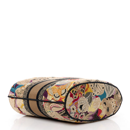 Christian Dior Canvas Embroidered Butterfly Brocart Hat Basket Bag Beige Multicolor 5 of 15