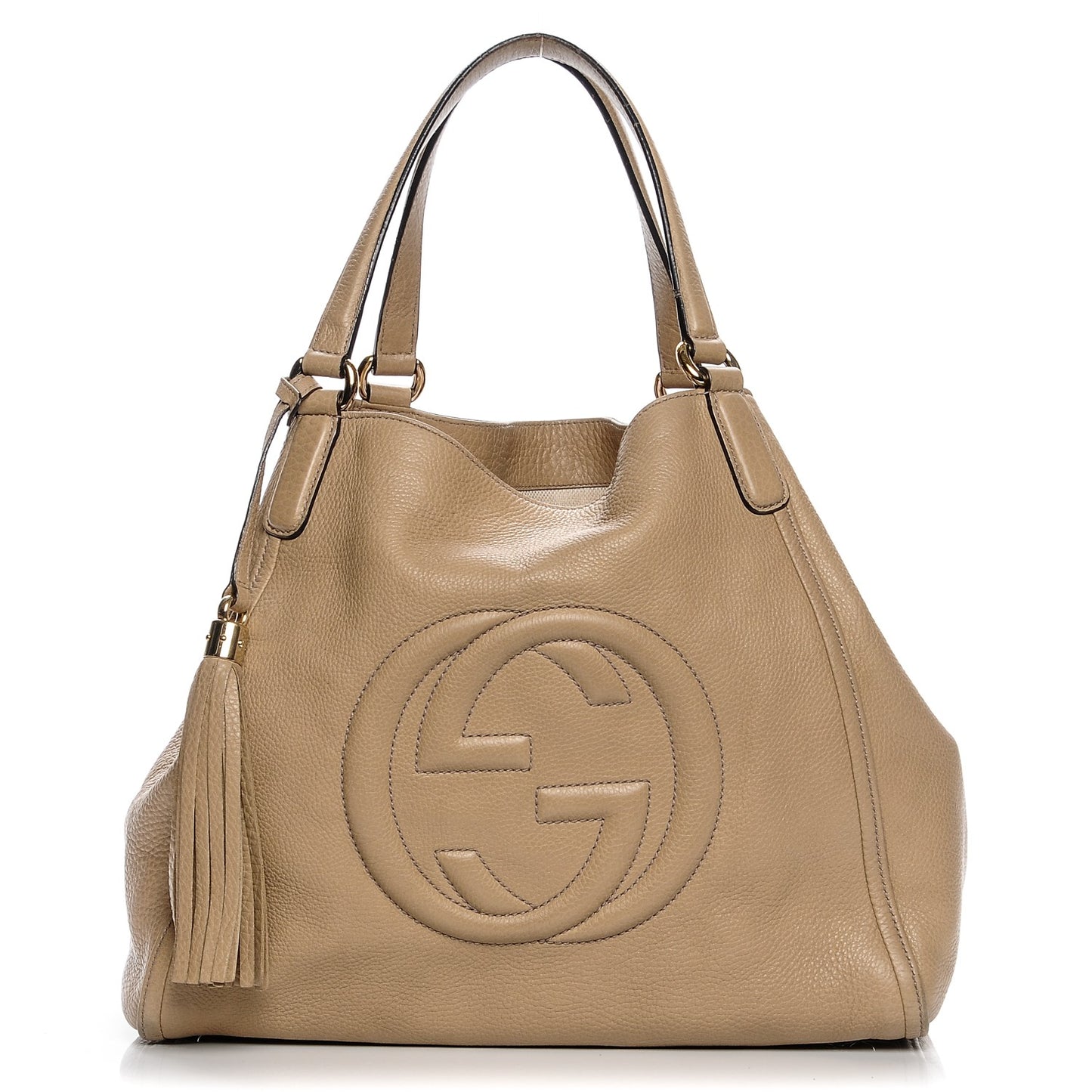 Pebbled Calfskin Medium Soho Shoulder Bag Camelia