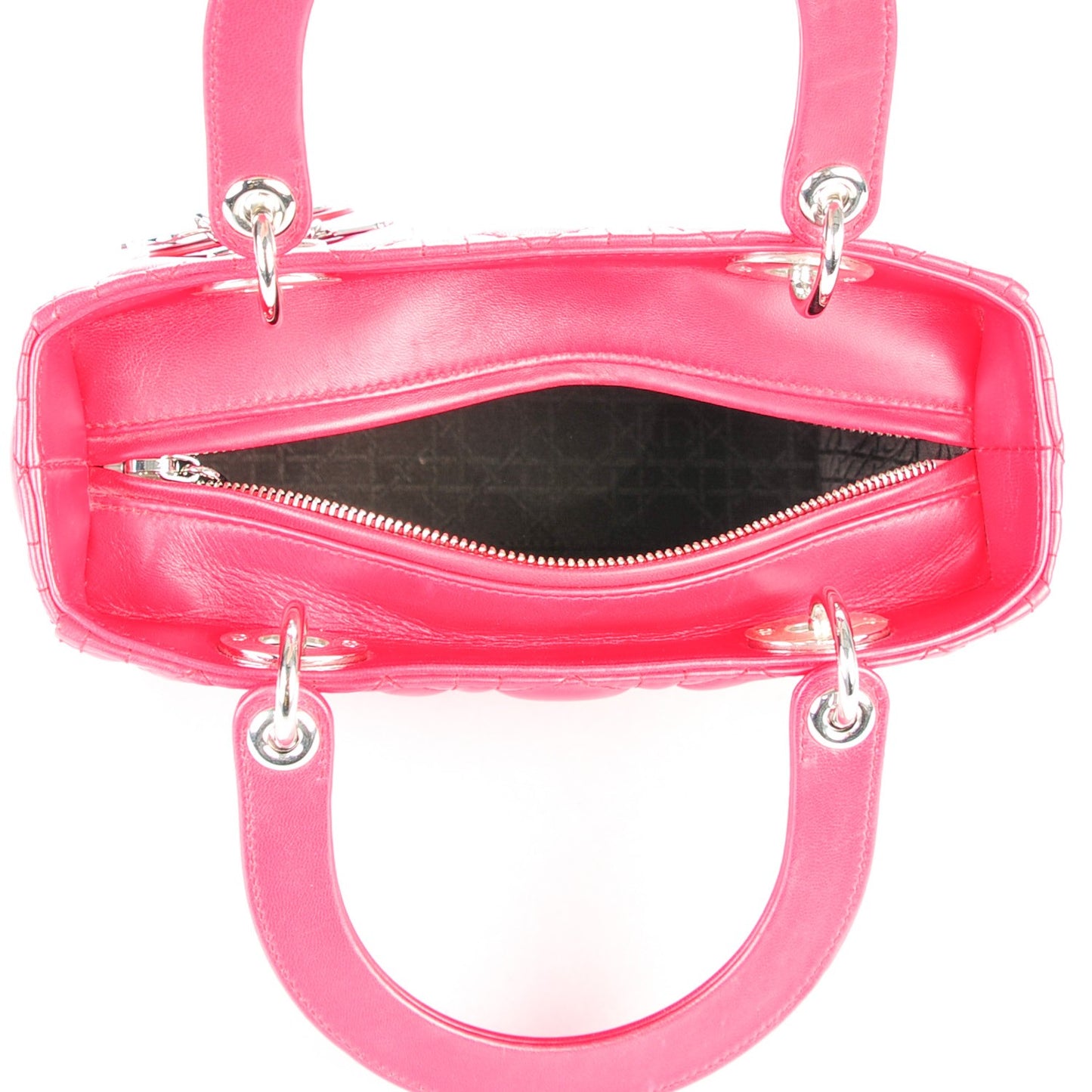 Lambskin Cannage Medium Lady Dior Fuchsia