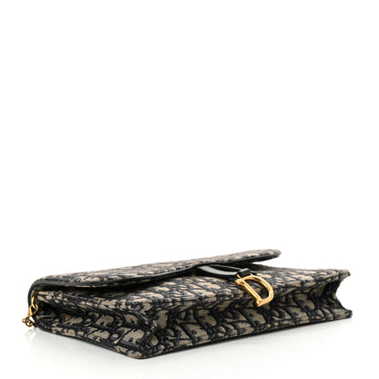 Christian Dior Oblique Saddle Chain Pouch Blue 4 of 17