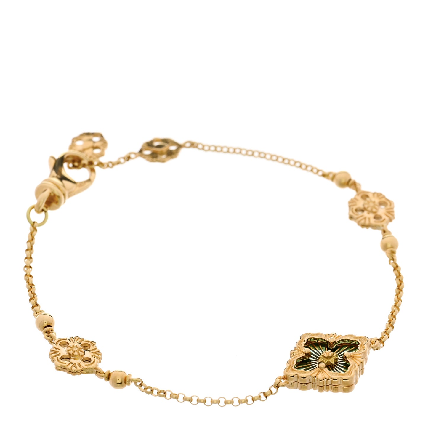 18K Yellow Gold Enamel Opera Tulle Bracelet Green
