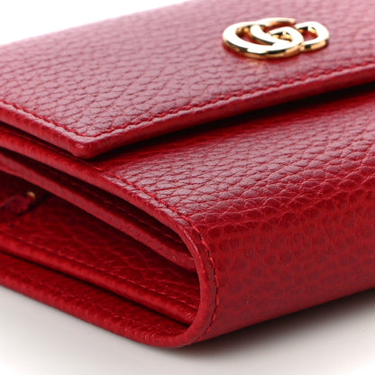 Gucci Dollar Calfskin GG Marmont Tri-Fold Wallet Hibiscus Red 8 of 10