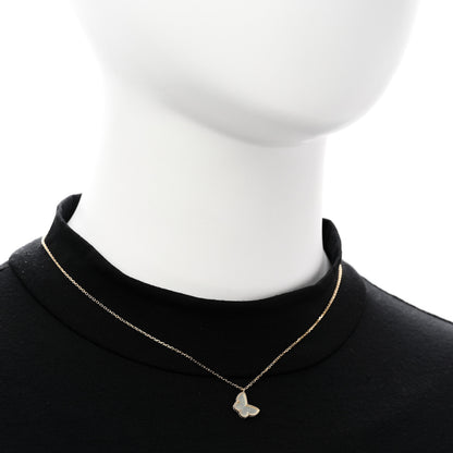 Van Cleef & Arpels 18K Yellow Gold Mother of Pearl Sweet Alhambra Butterfly Pendant Necklace 2 of 6