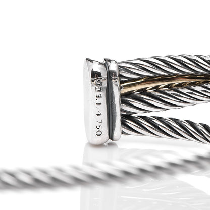 David Yurman Sterling Silver 18K Yellow Gold 18mm Three Row Crossover Cuff 5 of 5