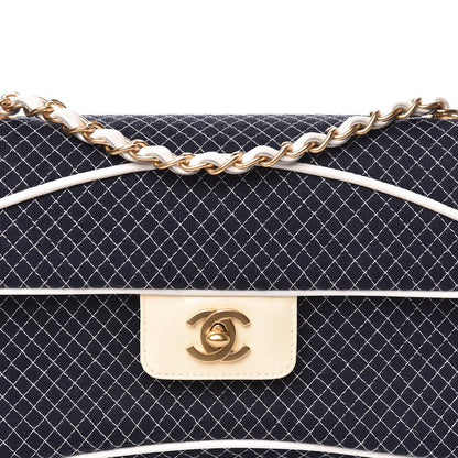 Chanel Jersey Micro Quilted Medium Single Flap Marine White 12 of 12