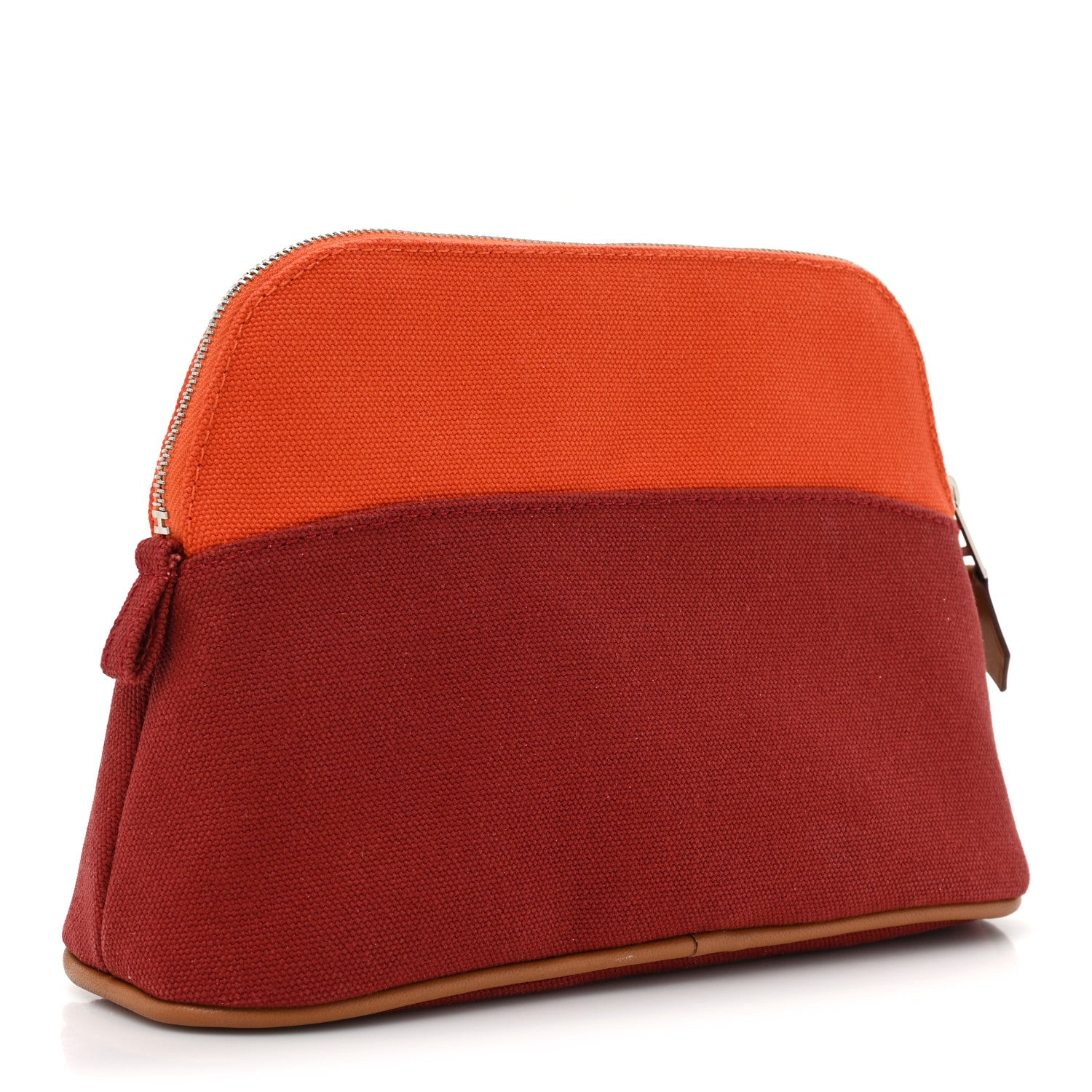 Hermes Cotton Canvas Mini Bolide Travel Cosmetic Pouch Feu Tomette 3 of 12