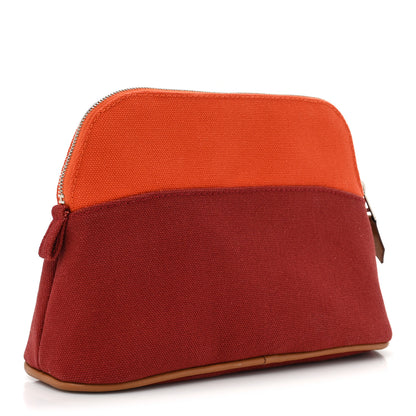Hermes Cotton Canvas Mini Bolide Travel Cosmetic Pouch Feu Tomette 3 of 12