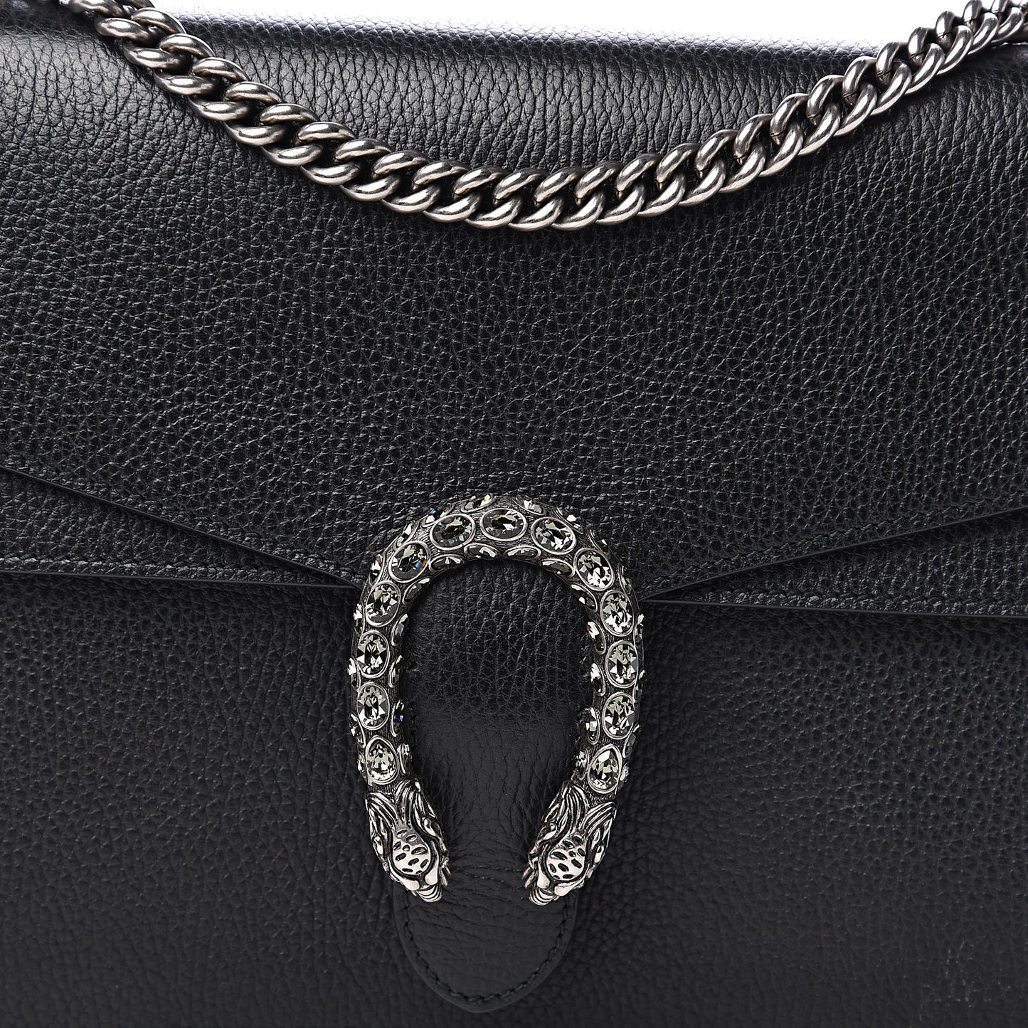 Dollar Calfskin Crystal Medium Dionysus Shoulder Bag Black Black Diamond